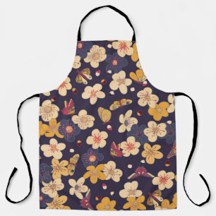 Cherry Blossom Butterfly Asian Print Apron