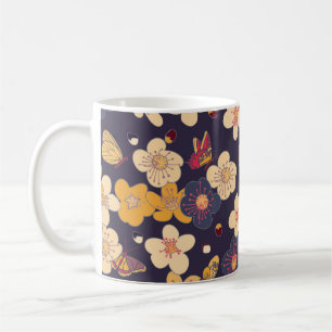 Cherry Blossom Butterfly Asian Print Coffee Mug