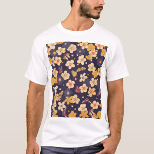 Cherry Blossom Butterfly Asian Print T-Shirt