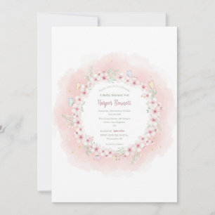 Cherry Blossom Butterfly Baby Shower Invitation