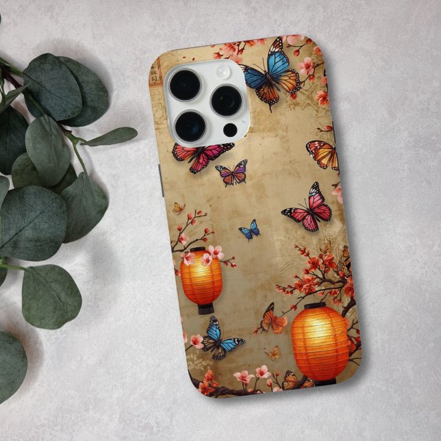 Cherry Blossom Butterfly Lantern Case-Mate iPhone Case (Creator Uploaded)