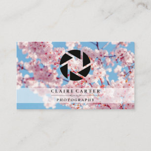 Cherry Blossom   Camera Lens Icon Business Card