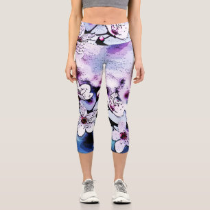 Cherry blossom capri leggings