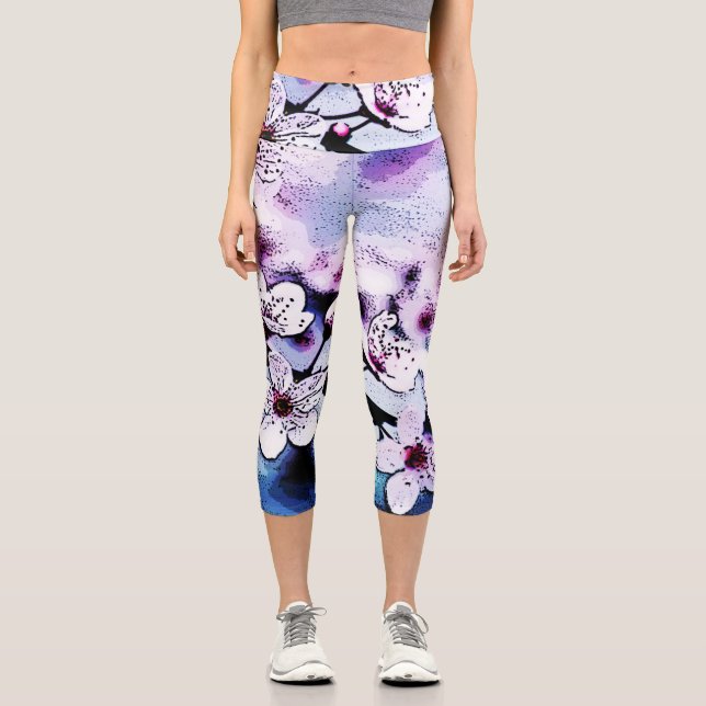 Cherry blossom capri leggings (Front)