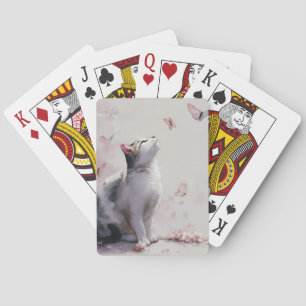 Cherry Blossom Cat and Butterflies (13) Playing Cards