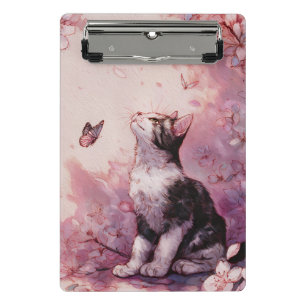 Cherry Blossom Cat and Butterflies (2) Mini Clipboard