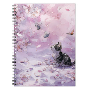Cherry Blossom Cat and Butterflies (5) Notebook