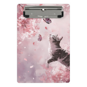 Cherry Blossom Cat and Butterflies (7) Mini Clipboard