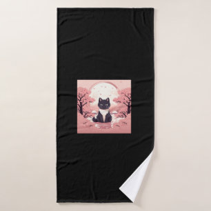 Cherry Blossom Cat_ Japan’s Halloween Magic Bath Towel
