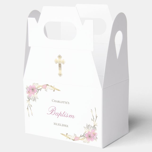 cherry blossom catholic baby girl Baptism Favour Box (Opened)