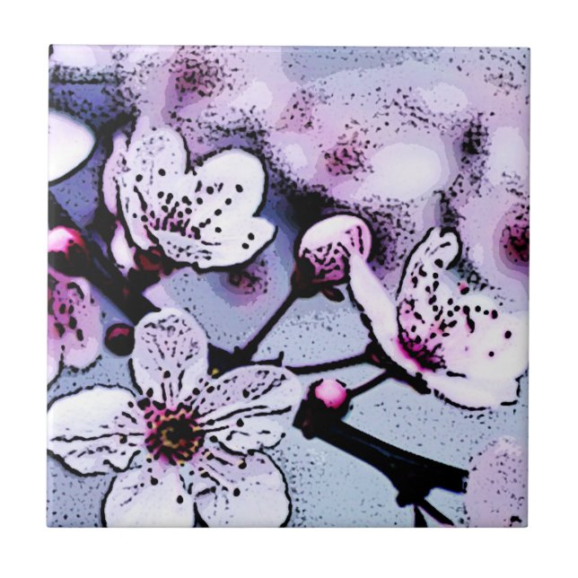 Cherry blossom ceramic tile (Front)