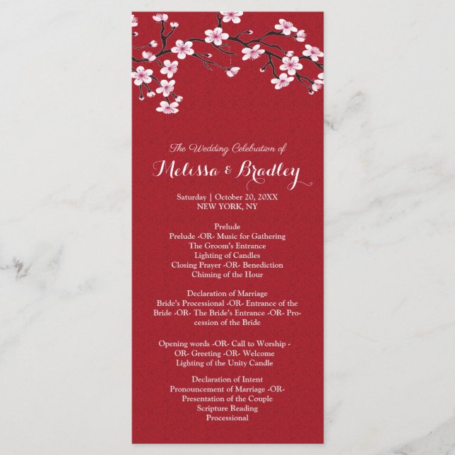 Cherry Blossom    ceremony Program (Front)