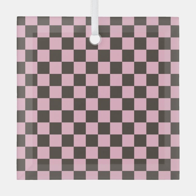 Cherry blossom checkered board pattern glass tree decoration (Front)