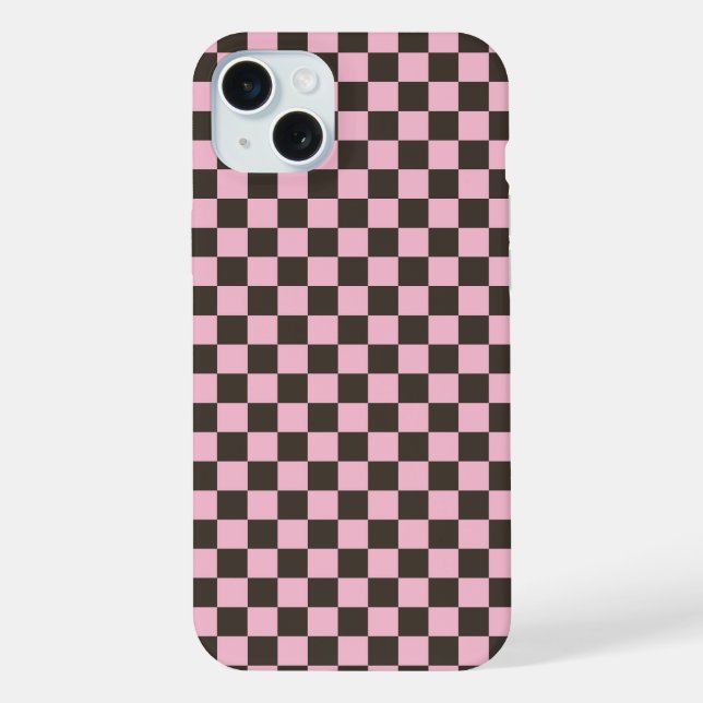Cherry blossom checkered board pattern iPhone case (Back)