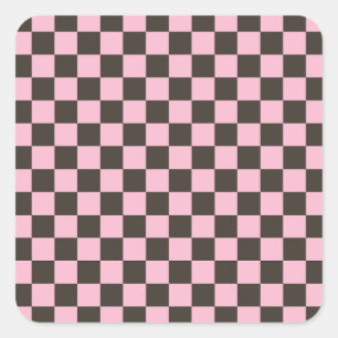 Cherry blossom checkered board pattern square sticker