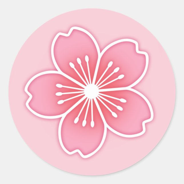 Cherry Blossom Classic Round Sticker (Front)