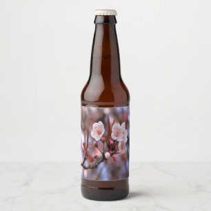 Cherry Blossom Cluster With A Pink and Blue Beer Bottle Label