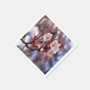 Cherry Blossom Cluster With A Pink and Blue  Napkin