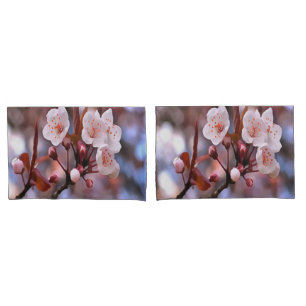 Cherry Blossom Cluster With A Pink and Blue Pillowcase