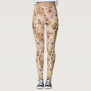 Cherry Blossom Coffee Cosy Pattern (10) Leggings