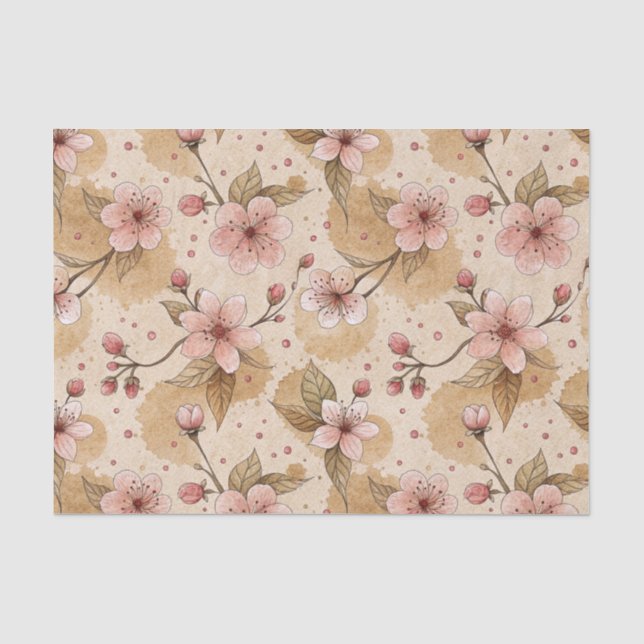 Cherry Blossom Coffee Cosy Pattern (10) Tissue Paper (Front)
