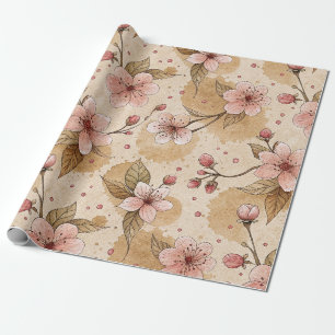 Cherry Blossom Coffee Cosy Pattern (10) Wrapping Paper