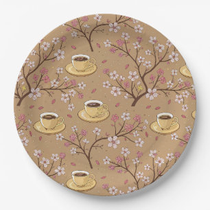 Cherry Blossom Coffee Cosy Pattern (1) Paper Plate