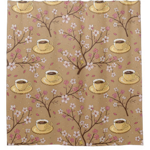 Cherry Blossom Coffee Cosy Pattern (1) Shower Curtain