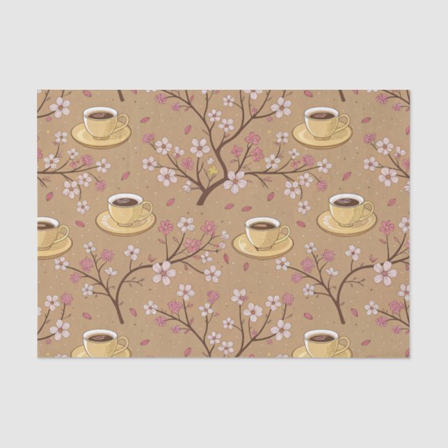 Cherry Blossom Coffee Cosy Pattern (1) Tissue Paper (Front)