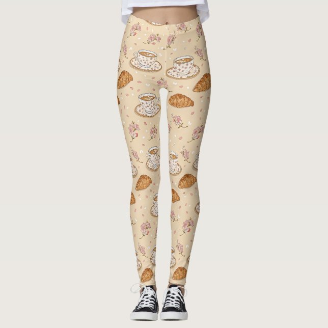 Cherry Blossom Coffee Cosy Pattern (2) Leggings (Front)