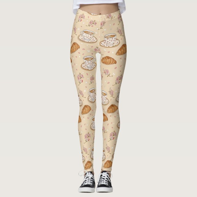 Cherry Blossom Coffee Cosy Pattern (2) Leggings (Front)