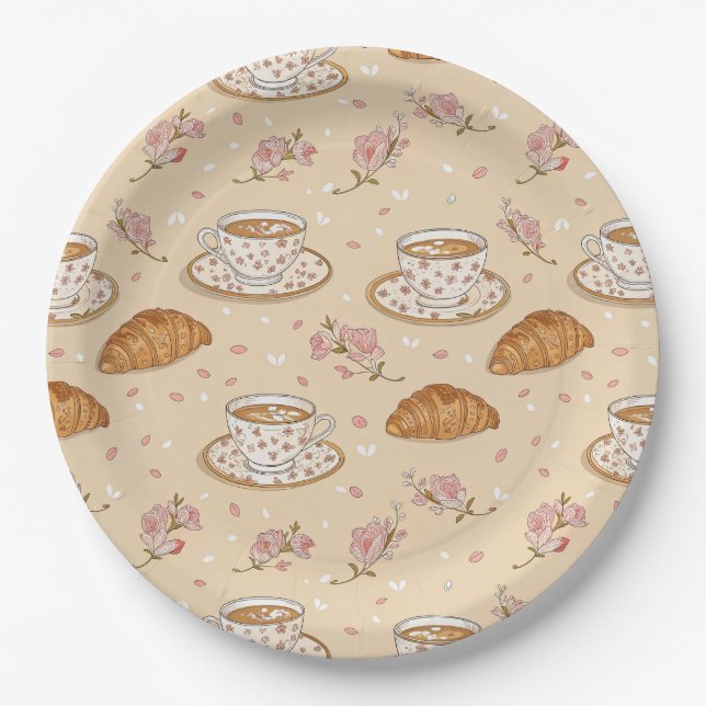 Cherry Blossom Coffee Cosy Pattern (2) Paper Plate (Front)