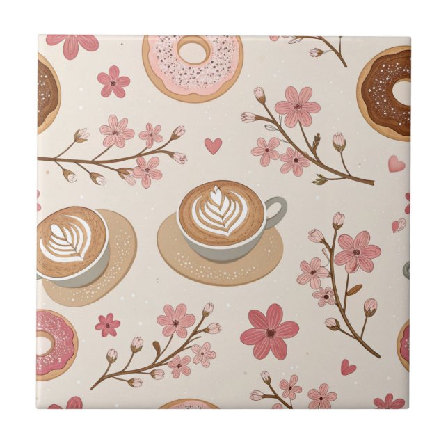 Cherry Blossom Coffee Cosy Pattern (3) Ceramic Tile (Front)