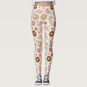 Cherry Blossom Coffee Cosy Pattern (3) Leggings