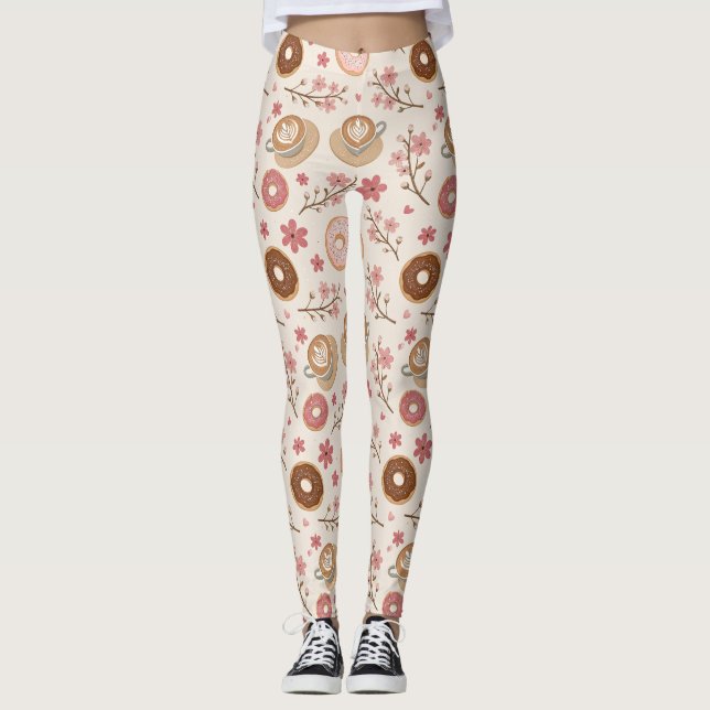 Cherry Blossom Coffee Cosy Pattern (3) Leggings (Front)