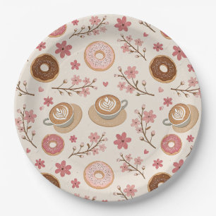 Cherry Blossom Coffee Cosy Pattern (3) Paper Plate