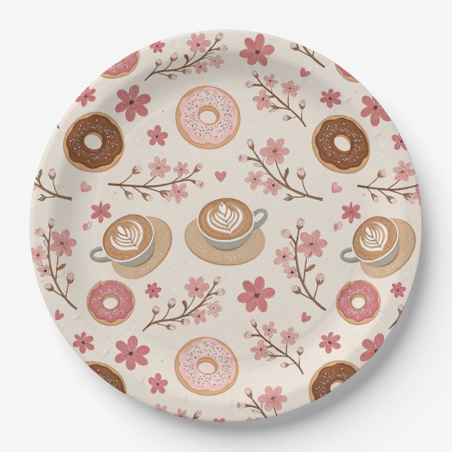 Cherry Blossom Coffee Cosy Pattern (3) Paper Plate (Front)