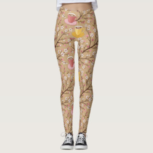 Cherry Blossom Coffee Cosy Pattern (4) Leggings