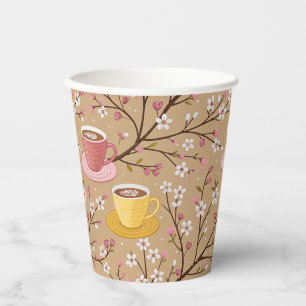 Cherry Blossom Coffee Cosy Pattern (4) Paper Cups