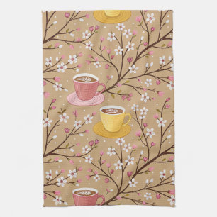 Cherry Blossom Coffee Cosy Pattern (4) Tea Towel
