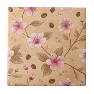 Cherry Blossom Coffee Cosy Pattern (5) Ceramic Tile