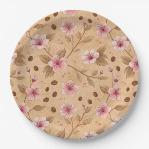 Cherry Blossom Coffee Cosy Pattern (5) Paper Plate
