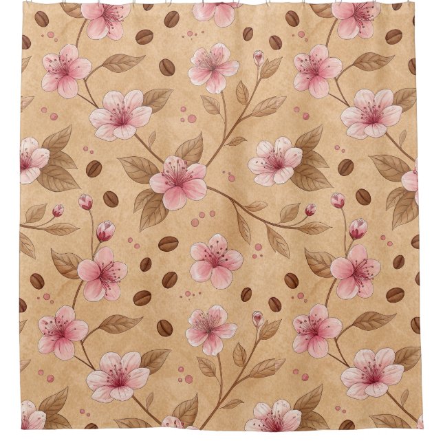 Cherry Blossom Coffee Cosy Pattern (5) Shower Curtain (Front)
