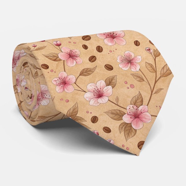 Cherry Blossom Coffee Cosy Pattern (5) Tie (Rolled)