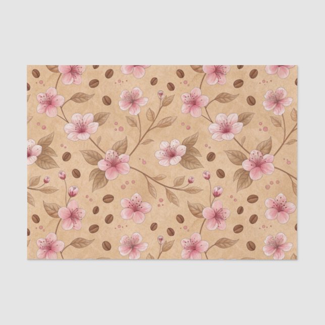 Cherry Blossom Coffee Cosy Pattern (5) Tissue Paper (Front)