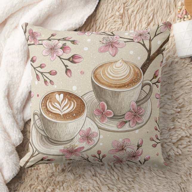 Cherry Blossom Coffee Cosy Pattern (6) Cushion (Blanket)