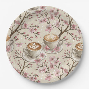 Cherry Blossom Coffee Cosy Pattern (6) Paper Plate