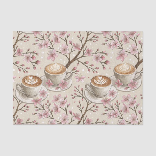 Cherry Blossom Coffee Cosy Pattern (6) Tissue Paper (Front)