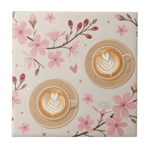 Cherry Blossom Coffee Cosy Pattern (7) Ceramic Tile