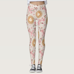 Cherry Blossom Coffee Cosy Pattern (7) Leggings